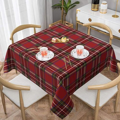Christmas Square Tablecloth 52 Inch Red Buffalo Plaid Holiday Decor - Winter Home & Party