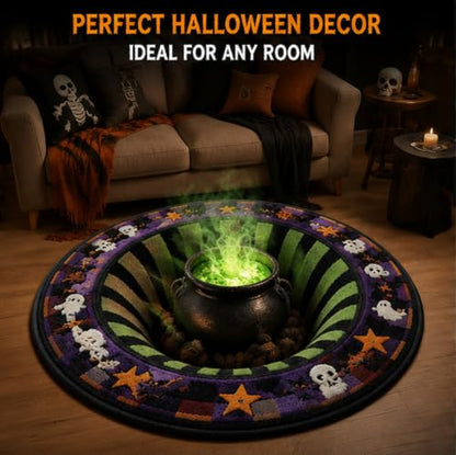 Halloween 3D Optical Illusion Rug Ghost Skeleton Pumpkin Decor - Variation F
