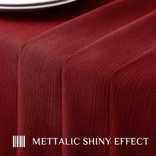 Softalker Red Geometric Line Christmas Tablecloth 60 x 104 Inch Waterproof & Washable