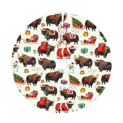 Highland Cow Christmas Tree Skirt 30 Inches Holiday Decor - Christams Highland Cow / 30"