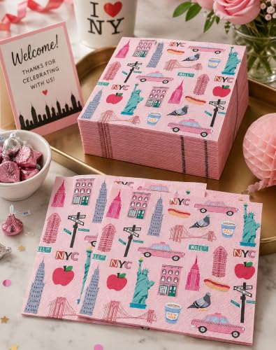 50PCS Pink NYC Theme Disposable Paper Napkins for Parties