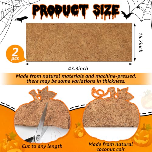 2 Pack Coconut Coir Mats for Halloween Village Decor - Natural Rustic Pathways