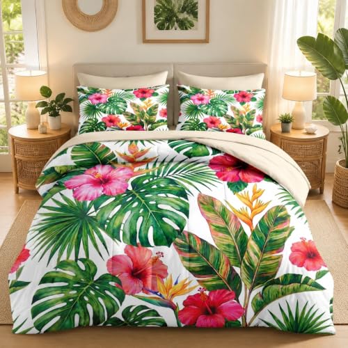 WeCozy Tropical Floral King Comforter Set 7 Pieces Bedding