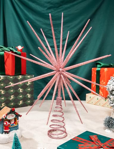 Pink Christmas Tree Topper - 3D Burst Exploding Star, Light Pink Holiday Decor