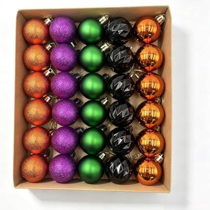 Halloween Mini Ornament Set - 1.57 Inch Purple, Orange, Green, Black Decor