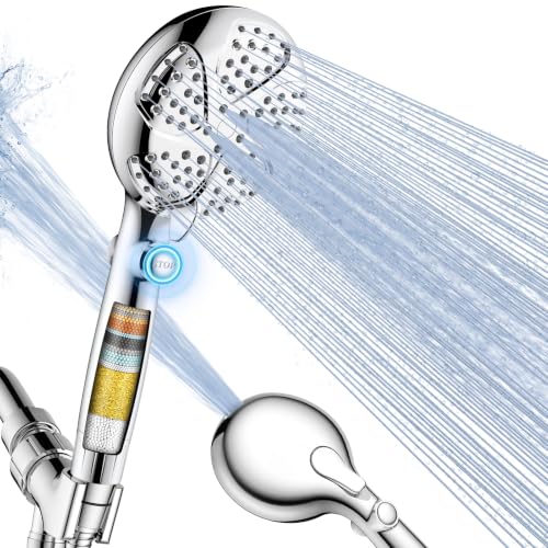 Chrome Filtered Shower Head with Handheld 7 Mode Water Softening System