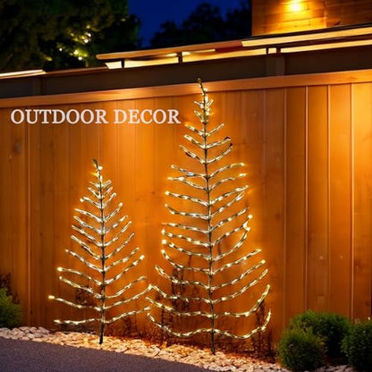 4FT LED Wall Tree with 108 Warm White Fairy Lights - Indoor Outdoor Holiday Decor