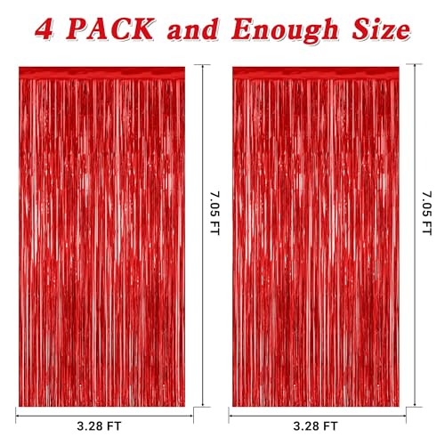 Red Valentines Christmas Foil Curtain Streamer Set - 4 Pack