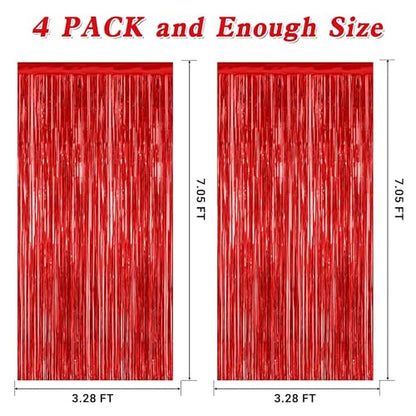 Red Valentines Christmas Foil Curtain Streamer Set - 4 Pack