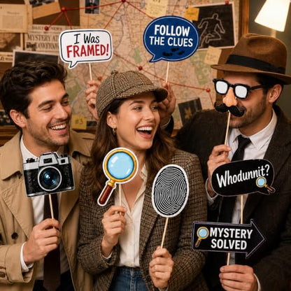 22-Piece Murder Mystery Photo Booth Props Set for Detective Party