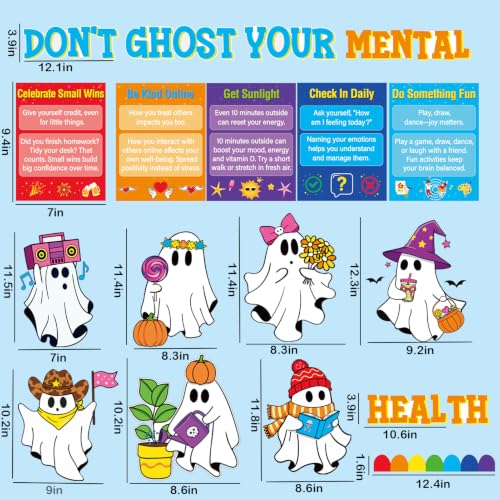 Halloween Ghost Bulletin Board Decorations with Mental Health Tips