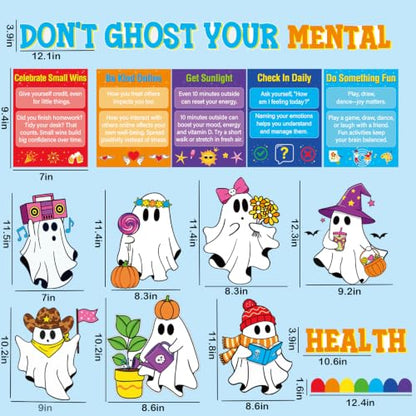 Halloween Ghost Bulletin Board Decorations with Mental Health Tips