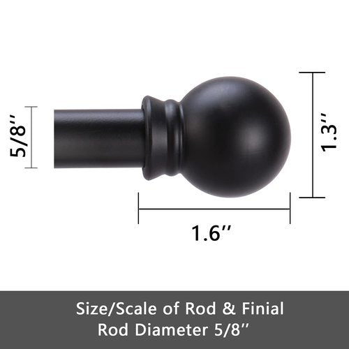GXOACKJ Curtain Rods for windows 28-78 inch, 5/8 inch Decorative Matte Black Splicing Heavy Duty Metal Curtain Rod set with Brackets