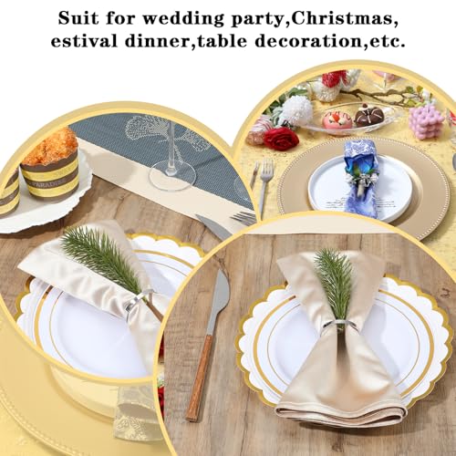 100Pcs Silver Napkin Rings Bulk - Elegant Metal Servilleteros for Weddings & Parties - Silver / 100