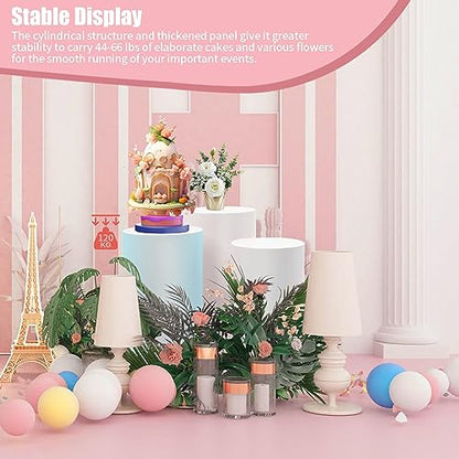 3-Piece Metal Cake Display Stands for Party and Events, White Pedestals