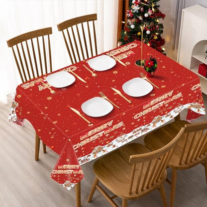 Gingerbread Man Christmas Tablecloth 54x108 Inch Disposable Plastic Holiday Decor
