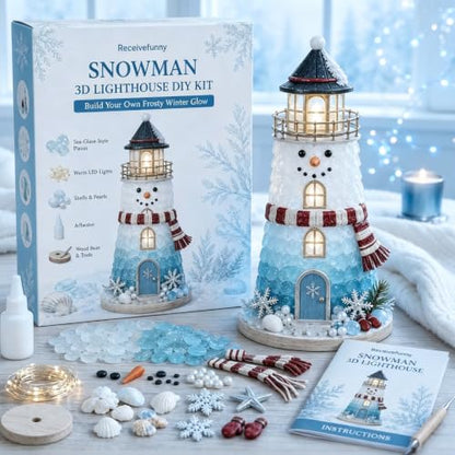 DIY Christmas Lighthouse Kit - 3D Lighted Sea Glass Holiday Craft B
