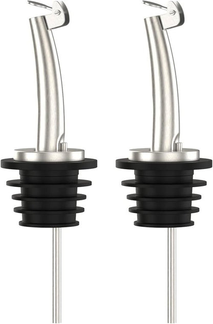 Axe Sickle 2 Pcs Oil Spout Liquor Bottle Pourer Spouts Stainless Steel Speed Pour Spouts Olive Oil Dispenser Spout for About 3/4" Bottle Mouth, with Flip Top