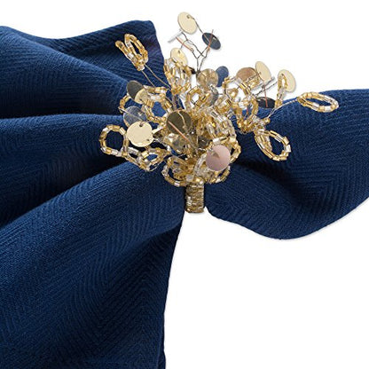 DII Christmas Napkin Ring Set - Gold Beaded Sparkle, 1.5 Inch Diameter, 6 Pieces