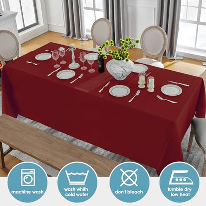 VidaFete Red Rectangle Tablecloth 90x132 Inches - 2 Pack for Dining & Events