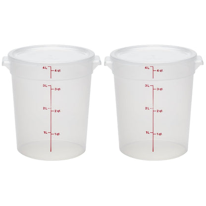 Cambro Food Storage Containers - BPA-Free 4 Quart Buckets with Lids for Dough Proofing & Brining | 2 Pack
