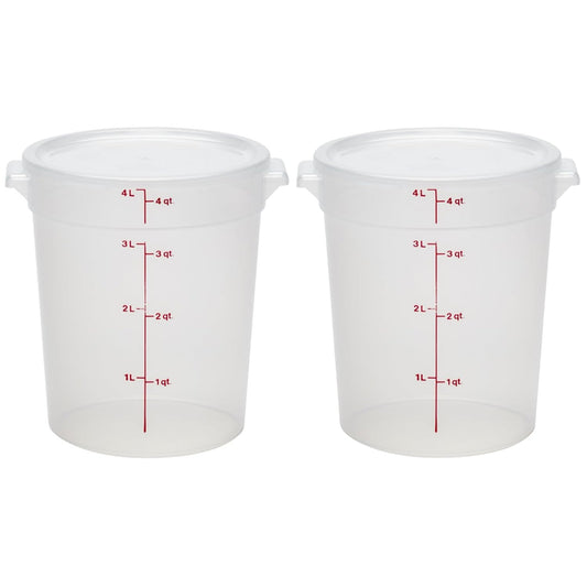 Cambro Food Storage Containers - BPA-Free 4 Quart Buckets with Lids for Dough Proofing & Brining | 2 Pack