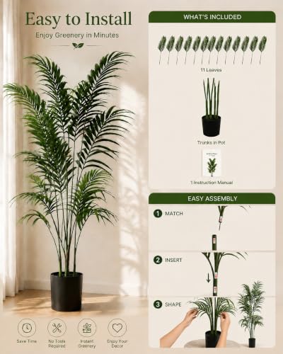 6FT Tall Artificial Palm Tree - Realistic Indoor & Outdoor Fake Plant