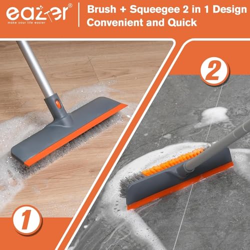 Eazer 2-in-1 Long Handle Floor Scrub Brush with Squeegee - 60 Inch