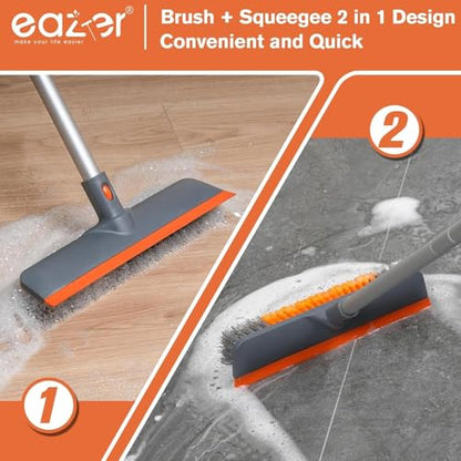 Eazer 2-in-1 Long Handle Floor Scrub Brush with Squeegee - 60 Inch