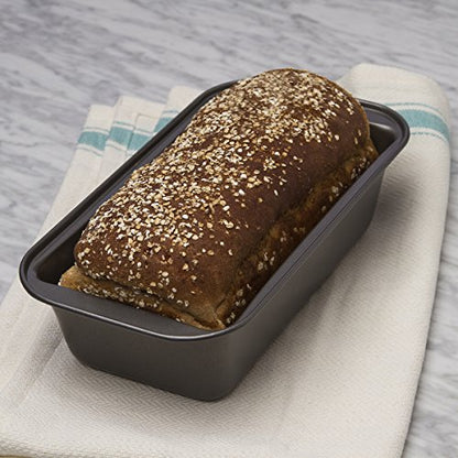 Ecolution Bakeins Large Loaf Pan – PFOA, BPA, and PTFE Free Non-Stick Coating – Heavy Duty Carbon Steel – Dishwasher Safe – Gray – 9.25” x 5.125” x 2.75”