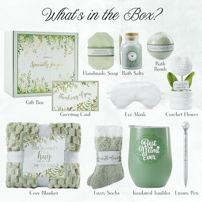Self-Care Gift Basket for Grandma with Spa Items, Cozy Blanket & Keepsake