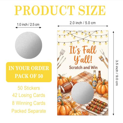 It's Fall Y'all Bonfire Picnic Party Scratch Off Cards Red027 - 50 Pack