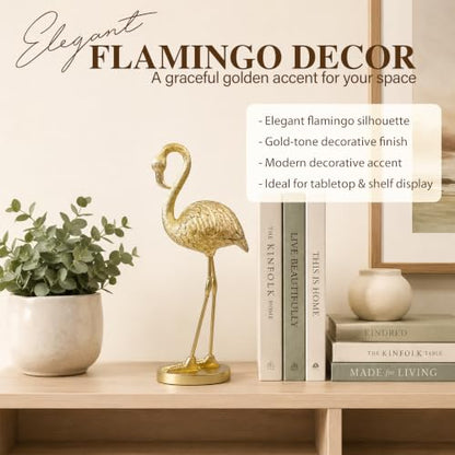 Gold Flamingo Resin Bird Figurine Sculpture - Home Decor Gift