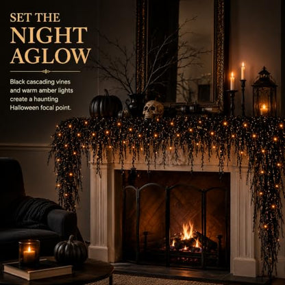 Halloween Spooky Vine Lights Garland for Mantel Door & Window - 3.3ft