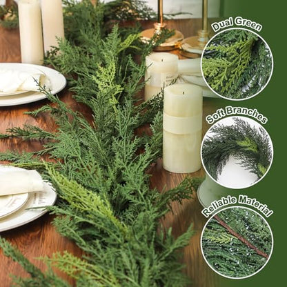 Jutom 9 ft Artificial Cedar Garland - Realistic Christmas Holiday Decor