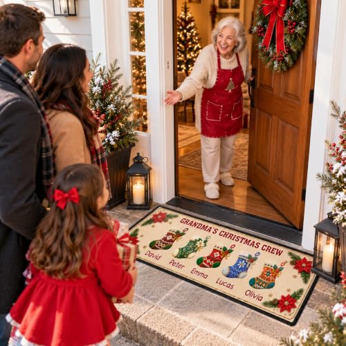 Holiday Gathering Custom Christmas Runner Rug for Grandparents House Doormat - Festive Family Gift