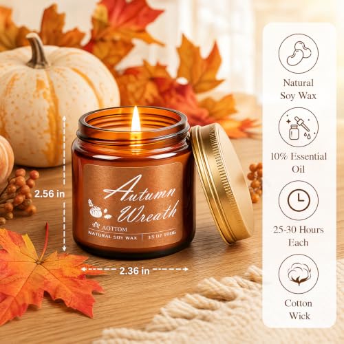 Brown Fall Scented Candles 6 Pack - Natural Soy Wax Home Fragrance