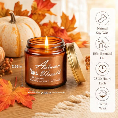 Brown Fall Scented Candles 6 Pack - Natural Soy Wax Home Fragrance