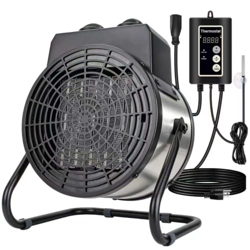 1500W Greenhouse Heater with Thermostat, Fast Heating for Grow Tents and Gardens