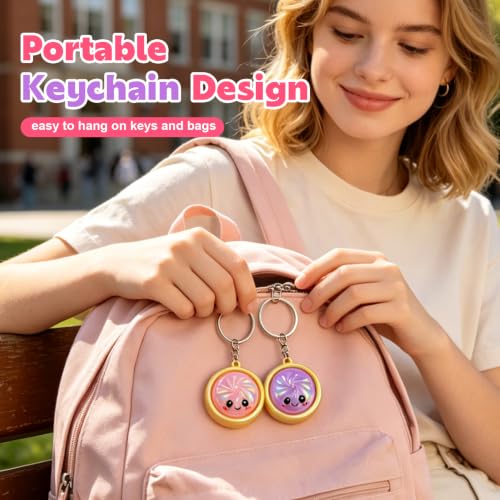 12Pcs Iridescent Keychain Set - Colorful Cartoon Face Mini Pendants - QUWEXO 12pc