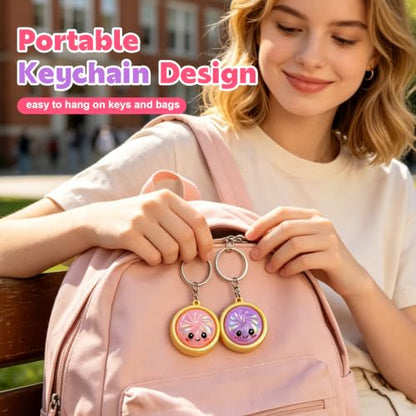 12Pcs Iridescent Keychain Set - Colorful Cartoon Face Mini Pendants - QUWEXO 12pc