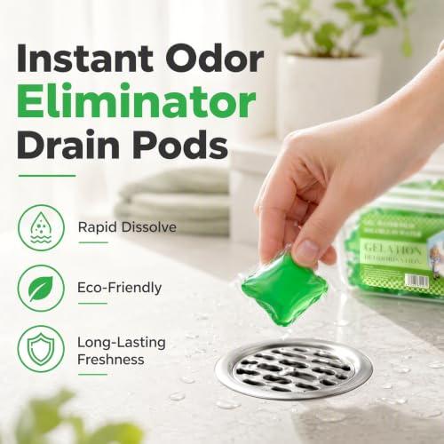 Drain Deodorizer Pods for Sink and Shower - 1 Box - Odor Neutralizing Bio-Enzyme Capsules