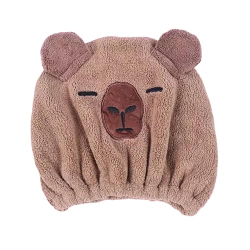 Light Brown Animal-Shaped Hair Towel with Ears, Soft Coral Fleece, Versatile & Absorbent