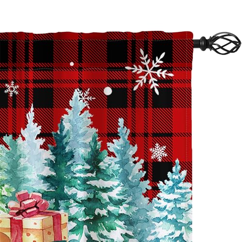 Snowman Christmas Kitchen Curtains Set with Valance - Snowmantree, 54"W x 24"L