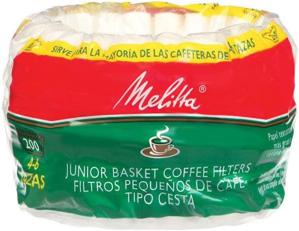 Melitta Junior Coffee Filters - 200-Count, Perfect for 4-6 Cup Brewers | White (Pack of 3)