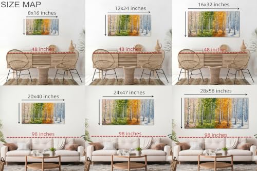 Birch Tree Wall Art - Four Seasons Path Canvas Wall Decor 16x8 - Wrapped