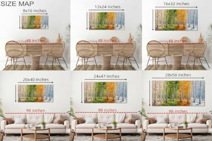 Birch Tree Wall Art - Four Seasons Path Canvas Wall Decor 16x8 - Wrapped