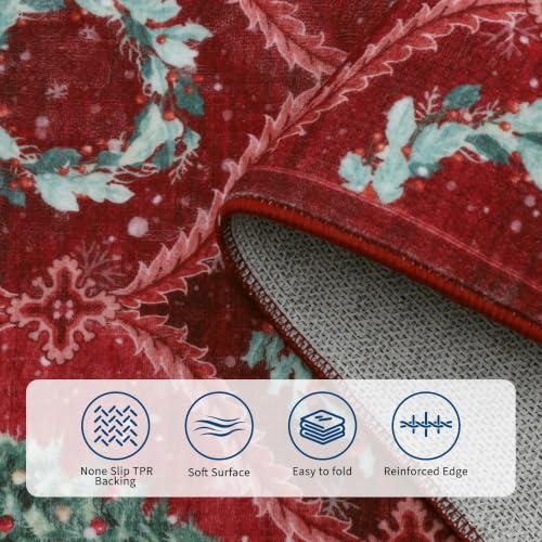 Christmas Rug Red 5x7 Area Rug for Living Room Vintage Holiday Carpet - GarveeHome