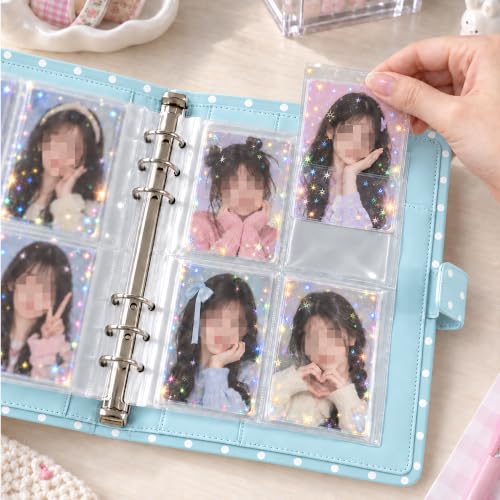 Blue A5 Kpop Card Binder with 25 Pocket Pages - PU Leather Collectible Organizer