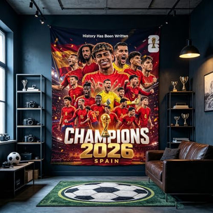 Spain 2026 Soccer Championship Tapestry Wall Hanging for Kids & Fans Gt2 / 39"L x 59"W
